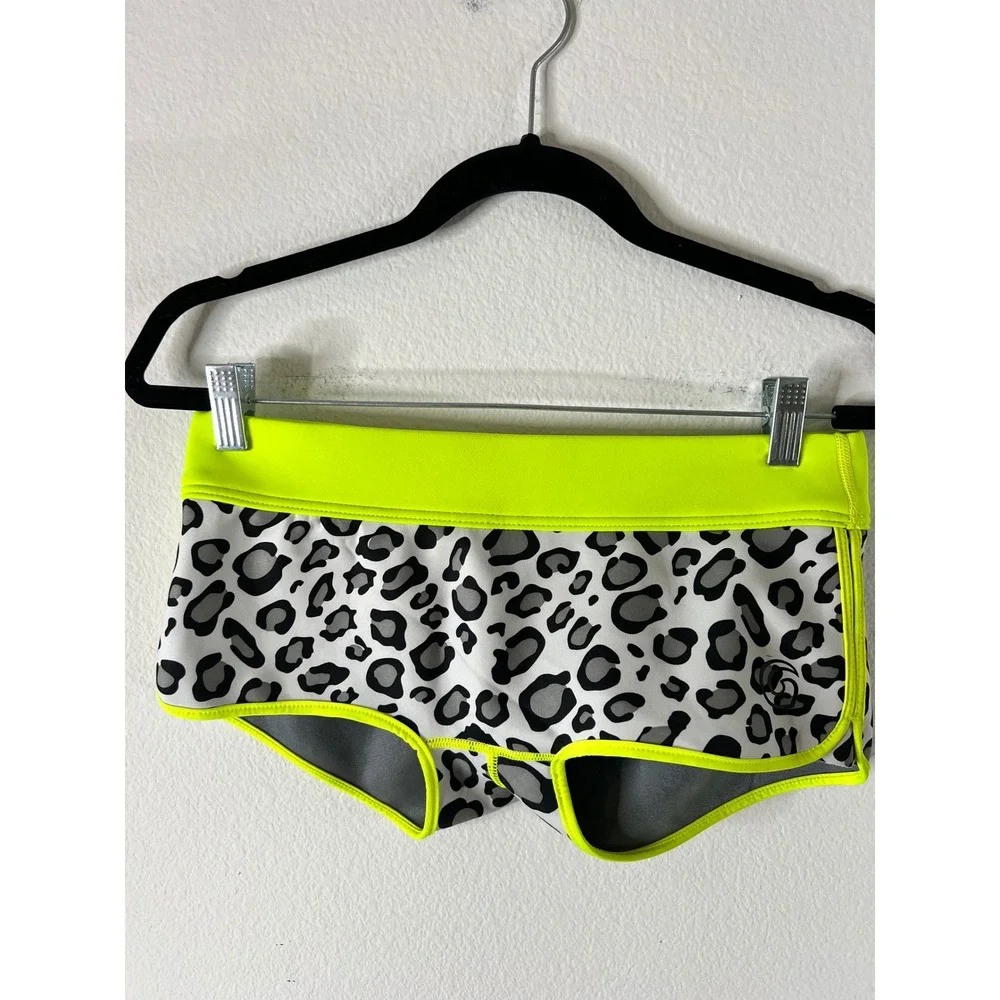GlideSoul Neoprene Water Shorts Womens Medium Leopard Print Neon Yellow Surfing